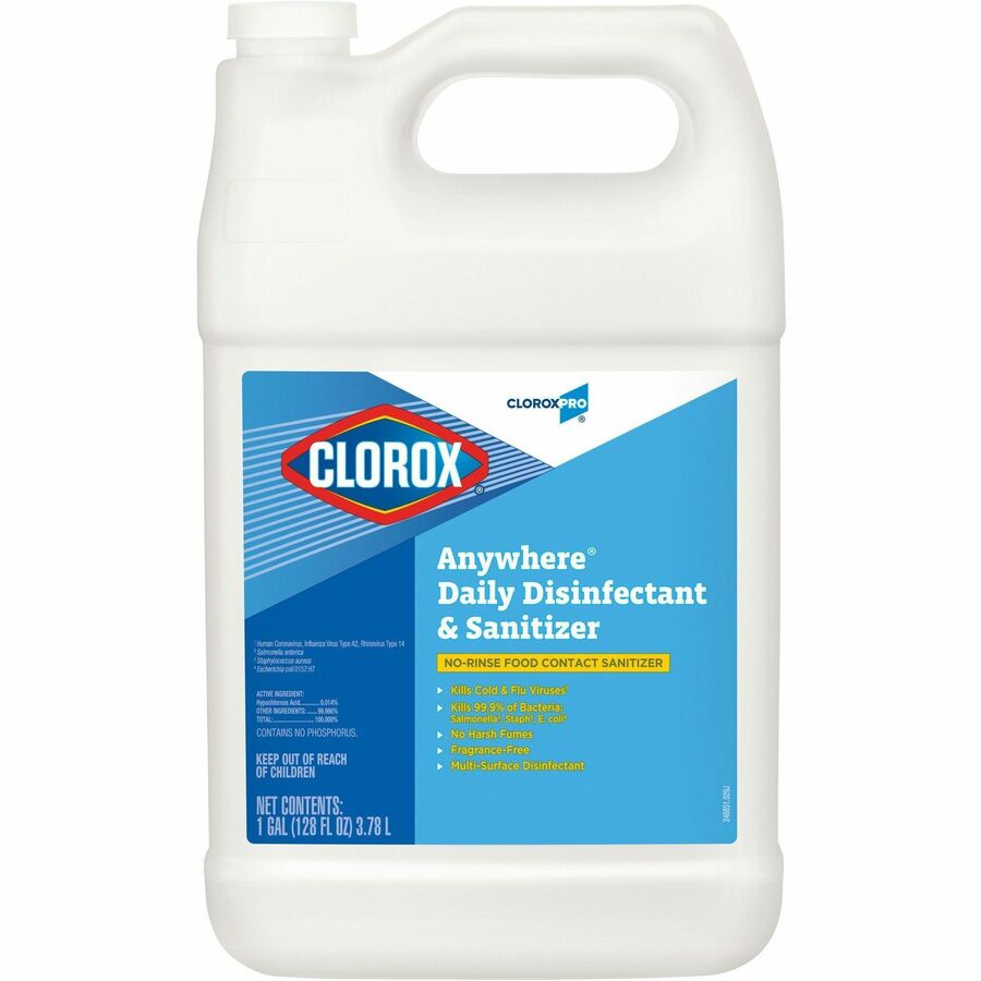 CloroxPro Anywhere Daily Disinfectant and Sanitizing Bottle - 128 fl oz (4 quart) - 4 / Carton - Disinfectant, pH Balanced - Translucent