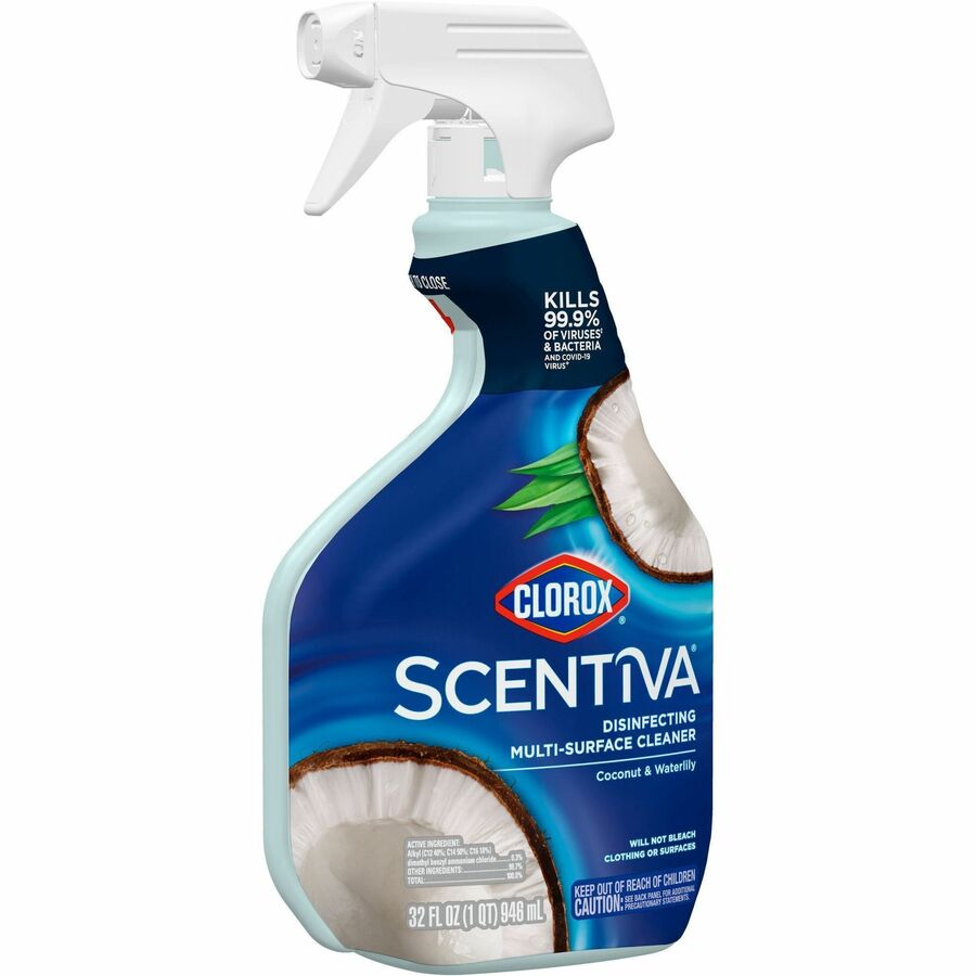 Clorox Scentiva Bleach-free Multi-Surface Cleaner - 32 fl oz (1 quart) - Pacific Breeze & Coconut Scent - 6 / Carton - Bleach-free, Disinfectant, Deodorize - White