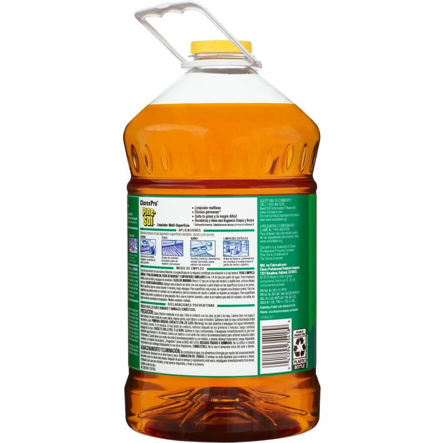 CloroxPro Pine-Sol Multi-Surface Cleaner - 144 fl oz (4.5 quart) - Pine Scent - 126 / Pallet - Residue-free, Deodorize, Disinfectant, Antibacterial - Clear