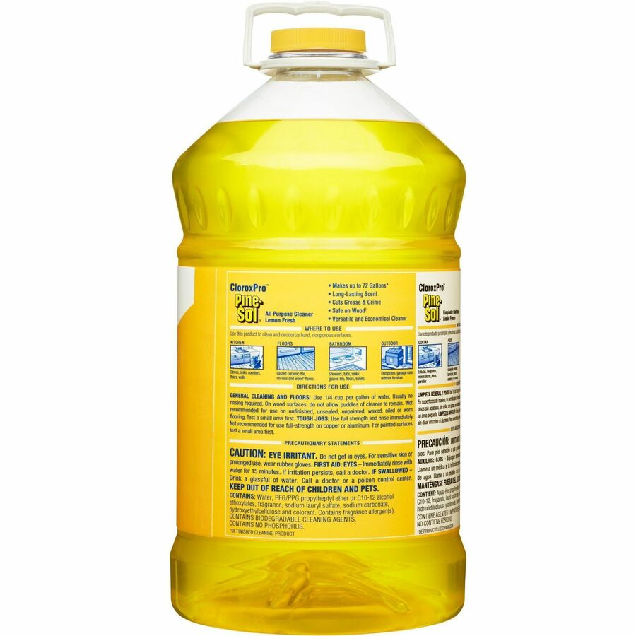 CloroxPro Pine-Sol All Purpose Cleaner - Concentrate - 144 fl oz (4.5 quart) - Lemon Fresh Scent - 126 / Pallet - Deodorize, Residue-free, Antibacterial - Clear, Pale Yellow