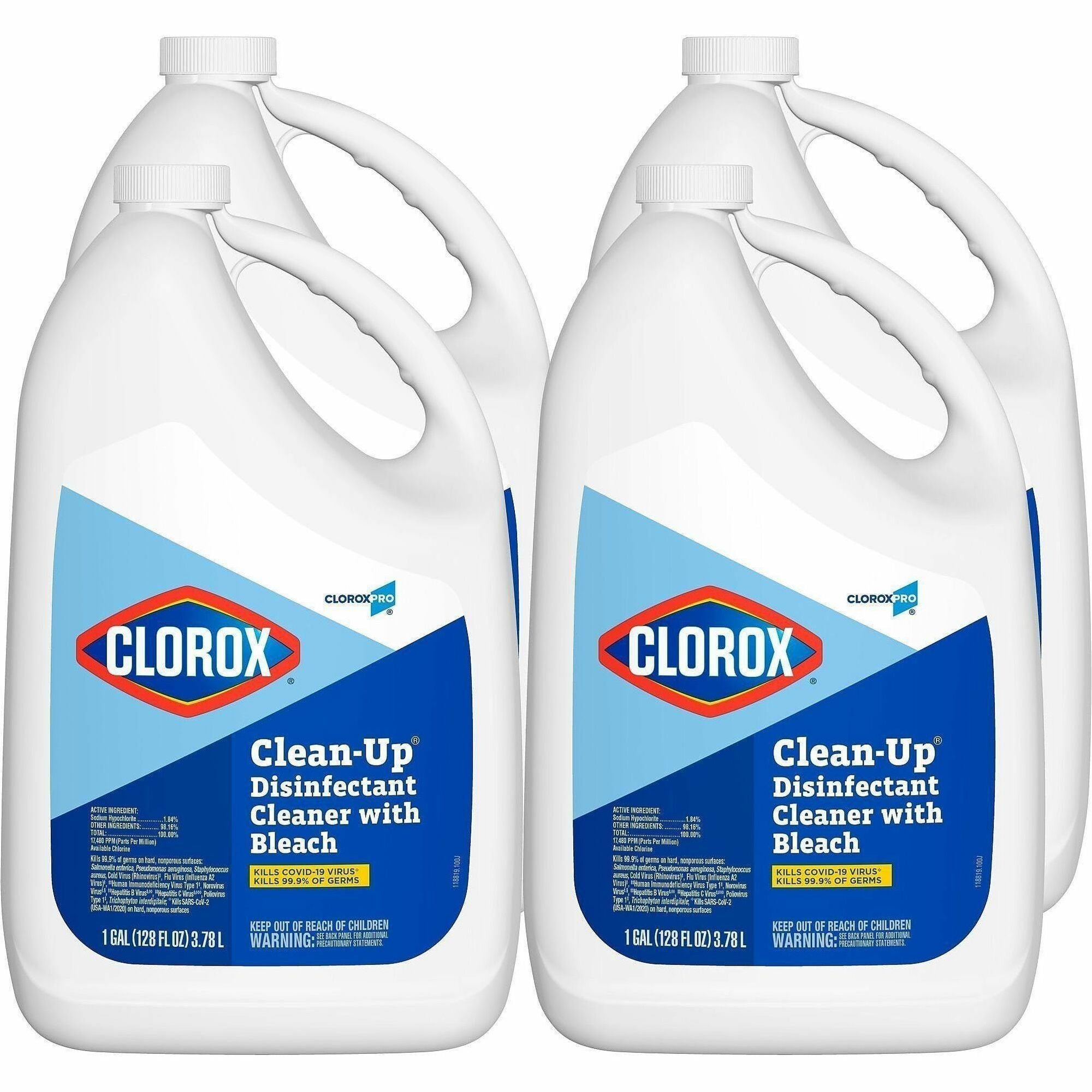 CloroxPro Clean-Up Disinfectant Cleaner with Bleach Refill - 128 fl oz (4 quart) - Fresh Scent - 108 / Pallet - Disinfectant, Antibacterial - Clear