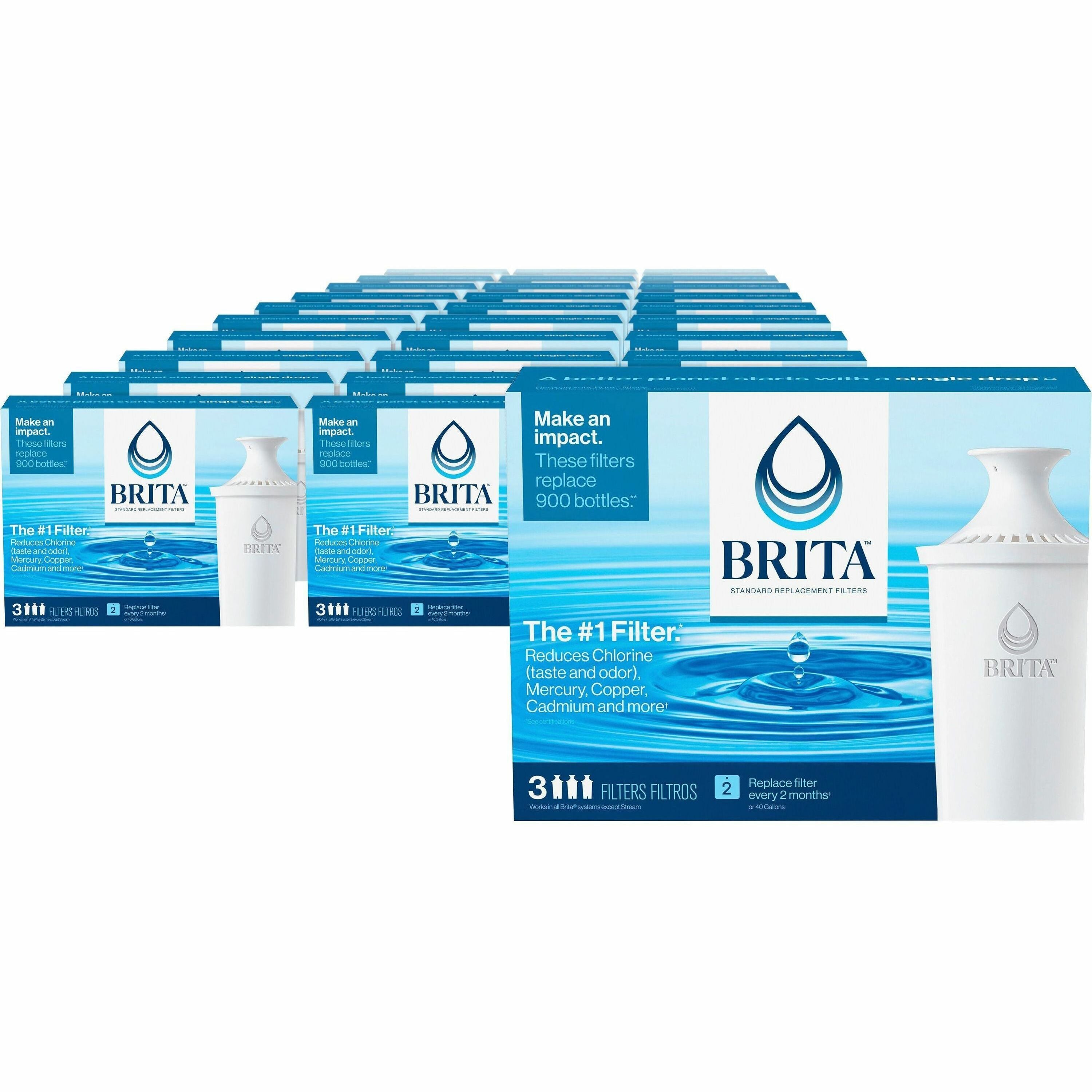 Brita Replacement Water Filter for Pitchers - Dispenser - Pitcher - 40 gal Filter Life (Water Capacity)2 Month Filter Life (Duration) - 1008 / Bundle - Blue, White