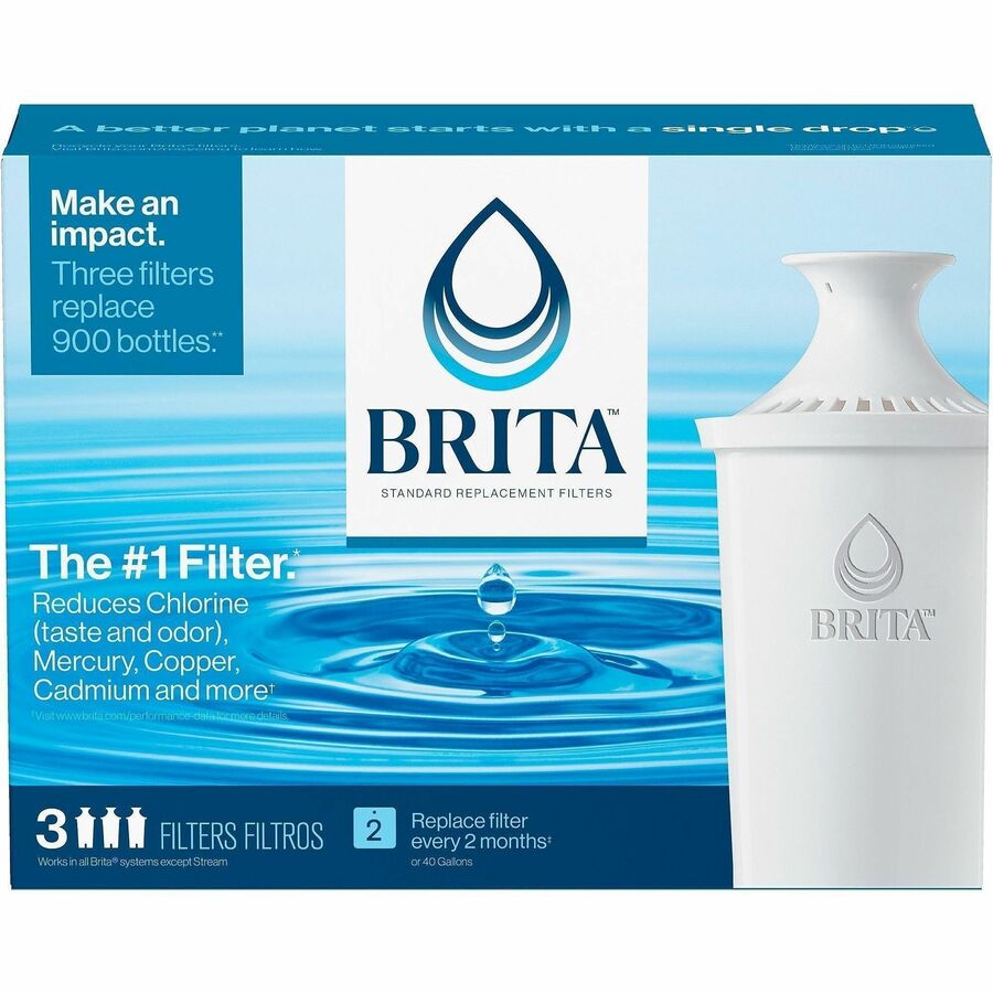 Brita Replacement Water Filter for Pitchers - Dispenser - Pitcher - 40 gal Filter Life (Water Capacity)2 Month Filter Life (Duration) - 1008 / Bundle - Blue, White