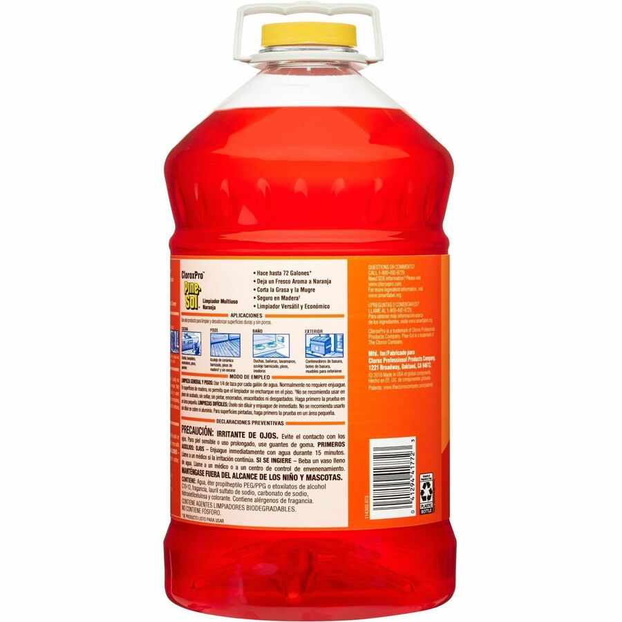 CloroxPro Pine-Sol All Purpose Cleaner - Concentrate - 144 fl oz (4.5 quart) - Orange Energy Scent - 63 / Bundle - Deodorize, Water Soluble, Residue-free, Antibacterial - Orange