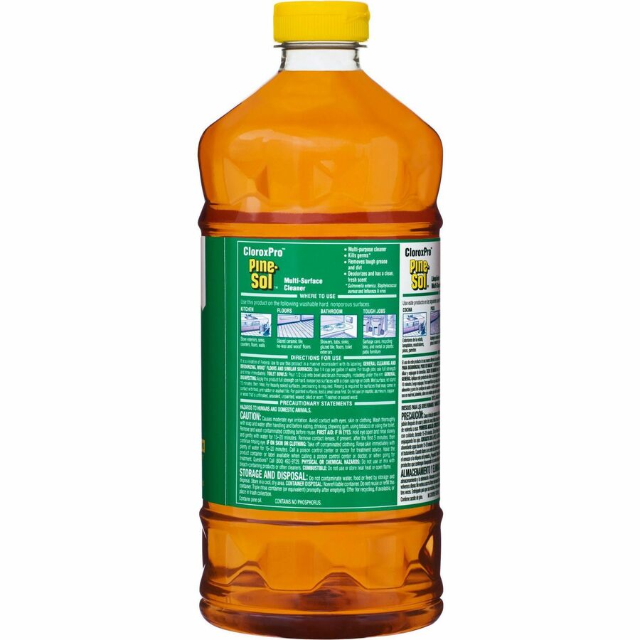 CloroxPro Pine-Sol Multi-Surface Cleaner - Concentrate - 60 fl oz (1.9 quart) - Pine Scent - 384 / Pallet - Disinfectant, Deodorize, Residue-free, Pleasant Scent, Versatile - Amber