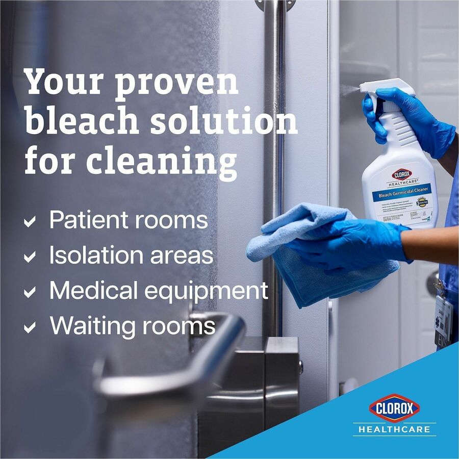Clorox Healthcare Bleach Germicidal Cleaner - Ready-To-Use - 32 fl oz (1 quart)Bottle - 180 / Bundle - Anti-corrosive, Antibacterial, Disinfectant - White, Clear