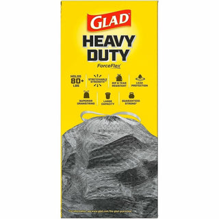 Glad ForceFlexPlus Large Drawstring Trash Bags - Large Size - 30 gal Capacity - 0.90 mil (23 Micron) Thickness - Drawstring Closure - Black - 6/Carton - 25 Per Box - Home, Office, Can