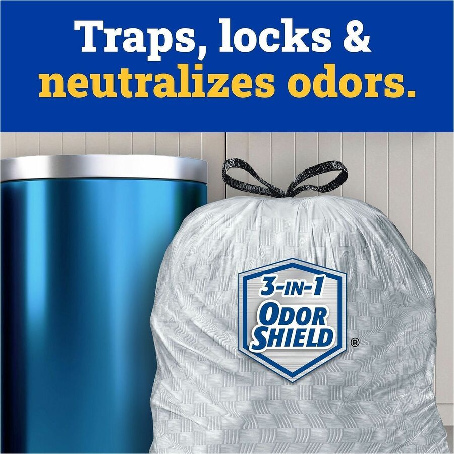 CloroxPro ForceFlex Tall Kitchen Drawstring Trash Bags - 13 gal Capacity - 0.90 mil (23 Micron) Thickness - Drawstring Closure - Gray - 78/Carton - 100 Per Box - Kitchen, Can, Office, Breakroom, School, Restaurant, Commercial, Cafeteria