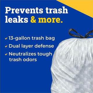 CloroxPro ForceFlex Tall Kitchen Drawstring Trash Bags - 13 gal Capacity - 0.90 mil (23 Micron) Thickness - Drawstring Closure - Gray - 156/Carton - 100 Per Box - Kitchen, Can, Office, Breakroom, School, Restaurant, Commercial, Cafeteria