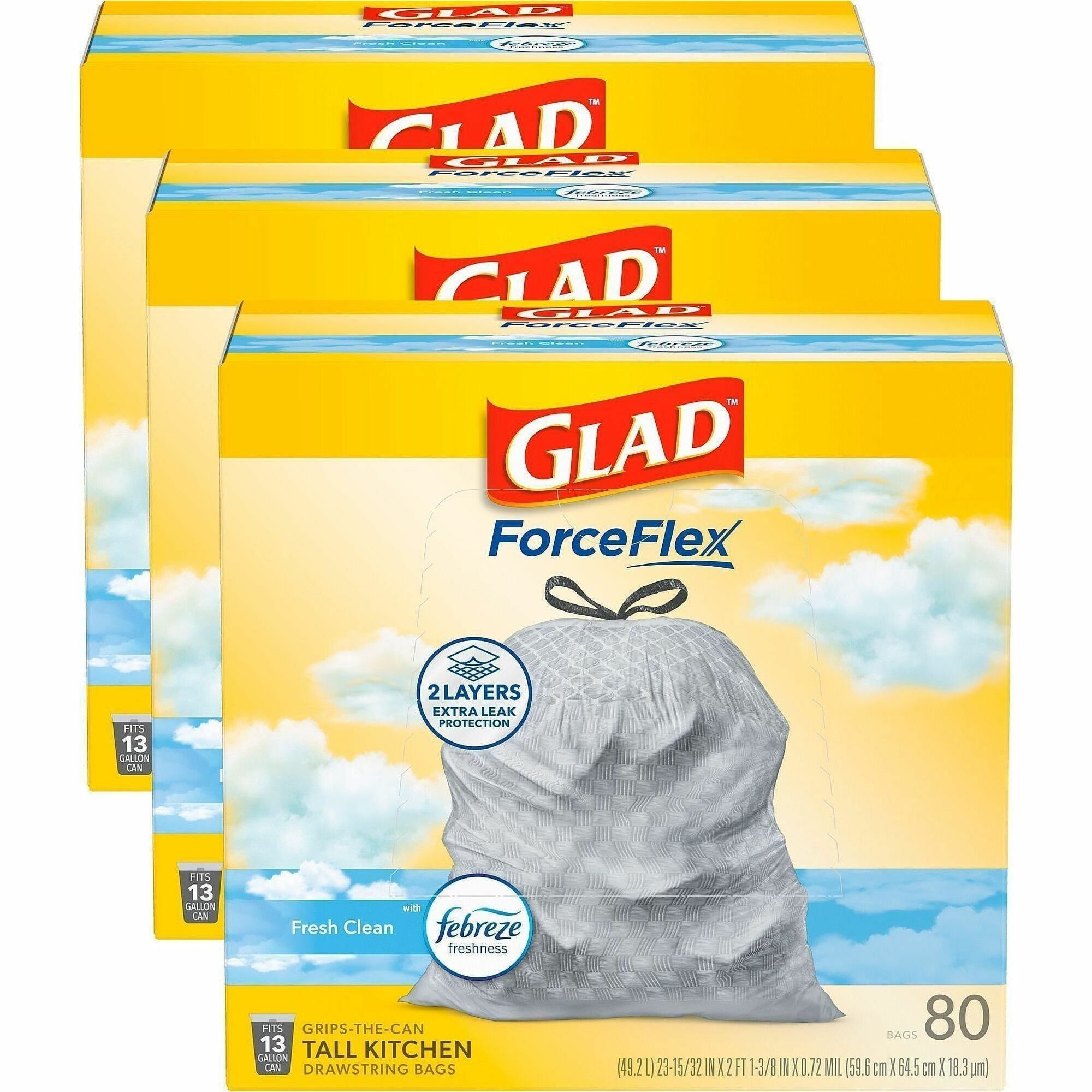 Glad ForceFlex Tall Kitchen Drawstring Trash Bags