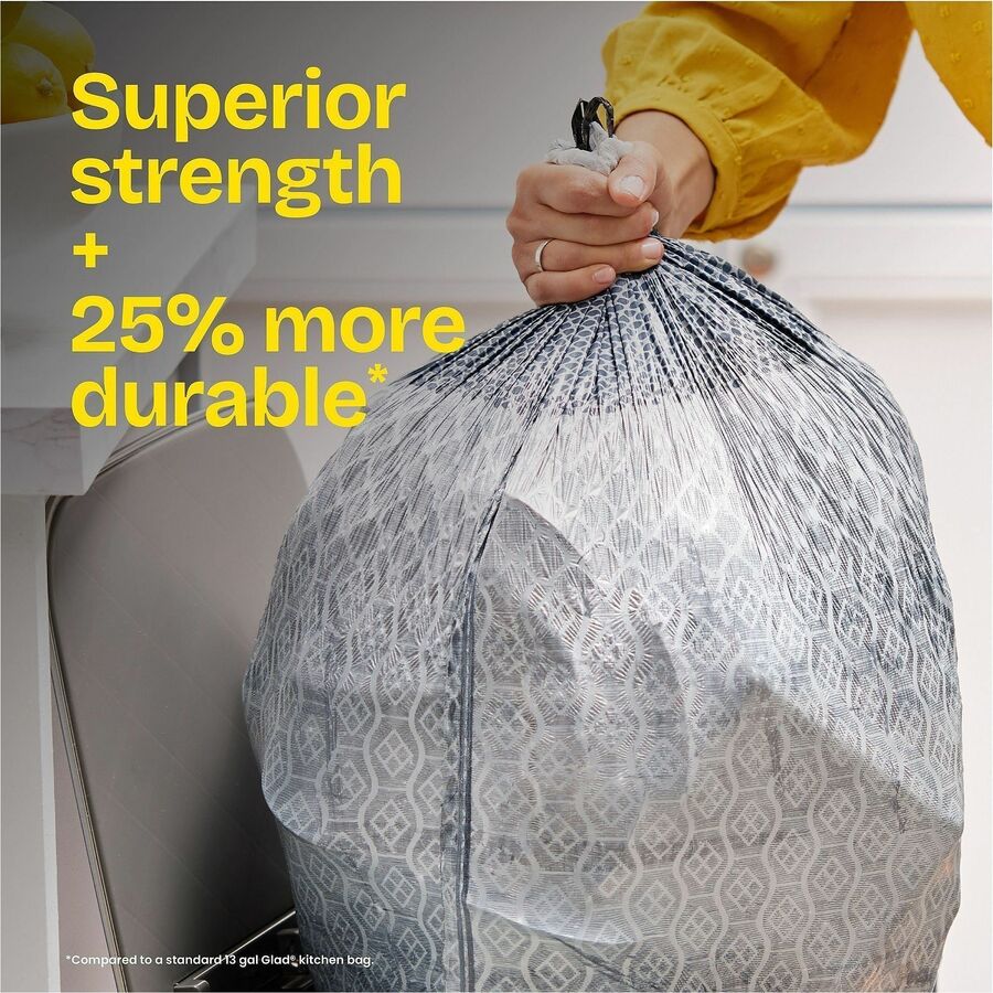 Glad ForceFlexPlus X-Large Kitchen Drawstring Bags - Fresh Clean with Febreze Freshness - Large Size - 20 gal Capacity - 24.02" Width x 32.01" Length - Drawstring Closure - Gray - 6/Carton - 30 Per Box - Home, Garbage, Office, Kitchen