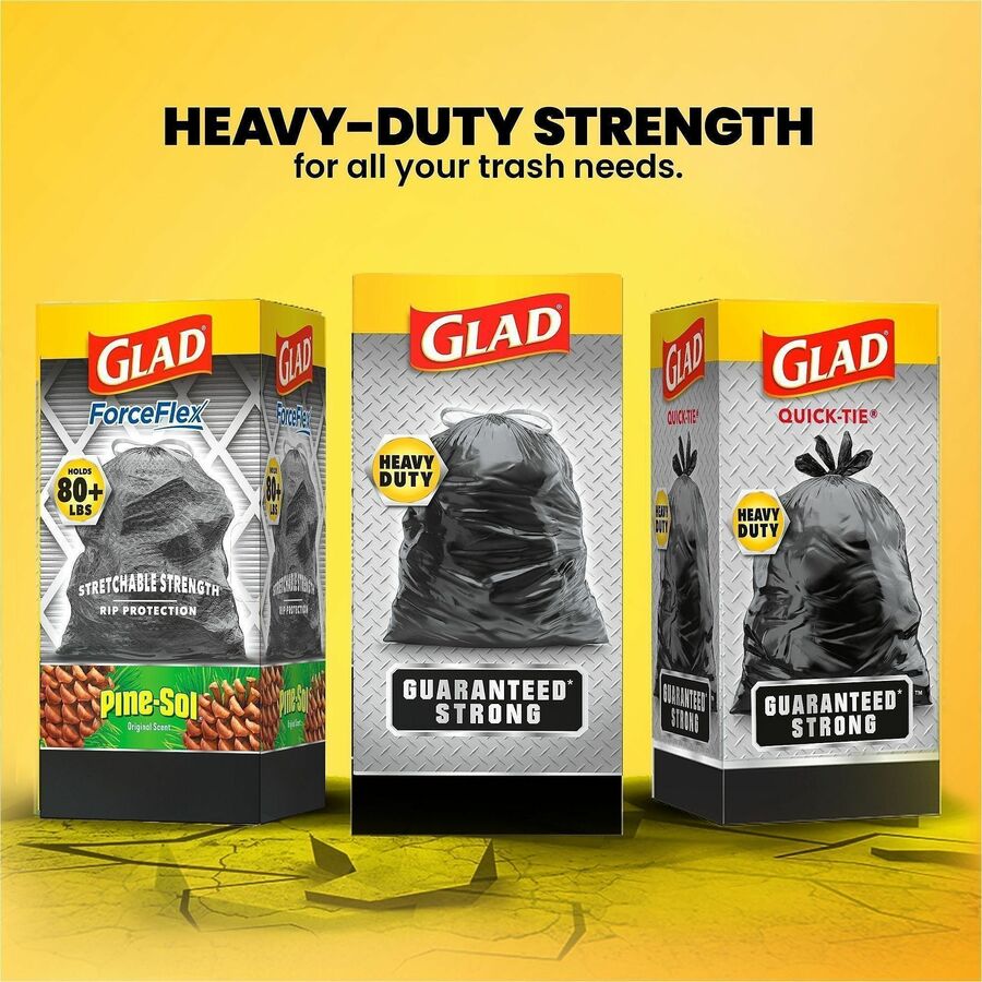 Glad Large Drawstring Trash Bags - Large Size - 30 gal Capacity - 30" Width x 32.99" Length - 1.05 mil (27 Micron) Thickness - Drawstring Closure - Black - Plastic - 34/Bundle - 90 Per Box - Garbage, Indoor, Outdoor
