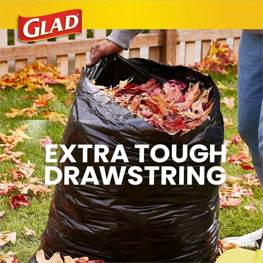 Glad Large Drawstring Trash Bags - Large Size - 30 gal Capacity - 30" Width x 32.99" Length - 1.05 mil (27 Micron) Thickness - Drawstring Closure - Black - Plastic - 34/Bundle - 90 Per Box - Garbage, Indoor, Outdoor