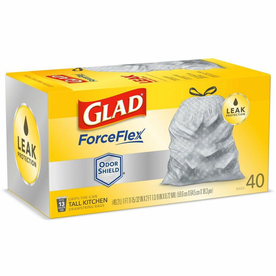 Glad ForceFlex Tall Kitchen Drawstring Trash Bags - OdorShield