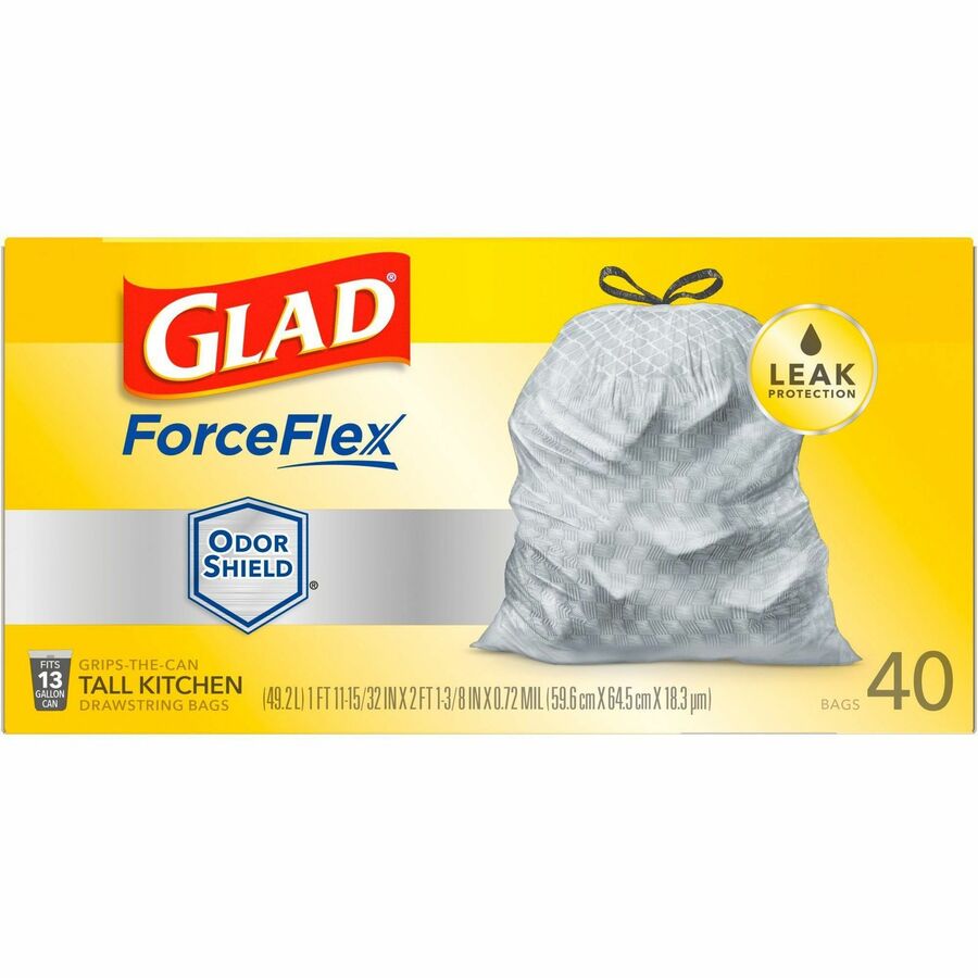 Glad ForceFlex Tall Kitchen Drawstring Trash Bags - OdorShield
