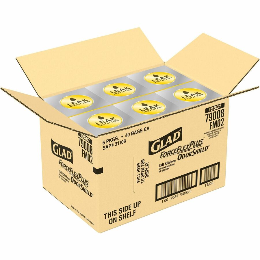 Glad ForceFlex Tall Kitchen Drawstring Trash Bags - OdorShield