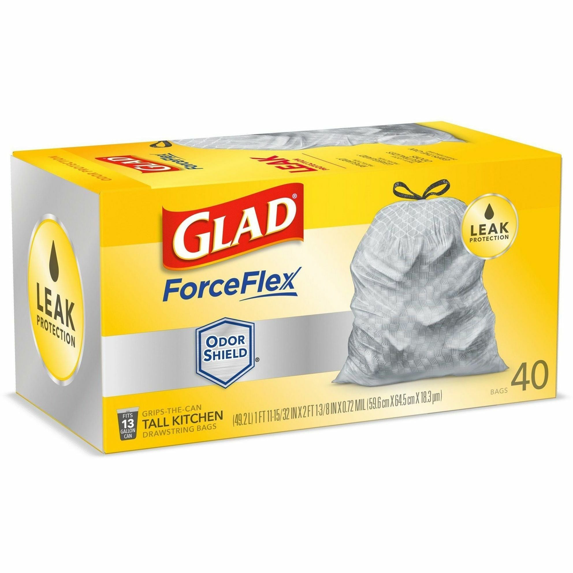 Glad ForceFlex Tall Kitchen Drawstring Trash Bags - OdorShield - 6