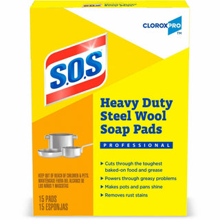 S.O.S Steal Wool Soap Pads - 4" Length x 5" Width - 15 / Box - 240 / Bundle - Heavy Duty - Gray, Blue - 1