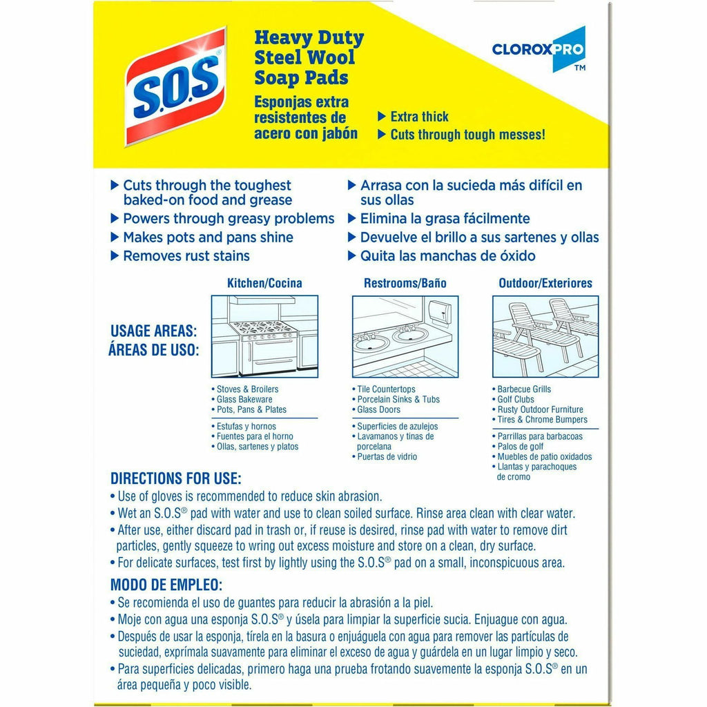 S.O.S Steal Wool Soap Pads - 4" Length x 5" Width - 15 / Box - 240 / Bundle - Heavy Duty - Gray, Blue - 5