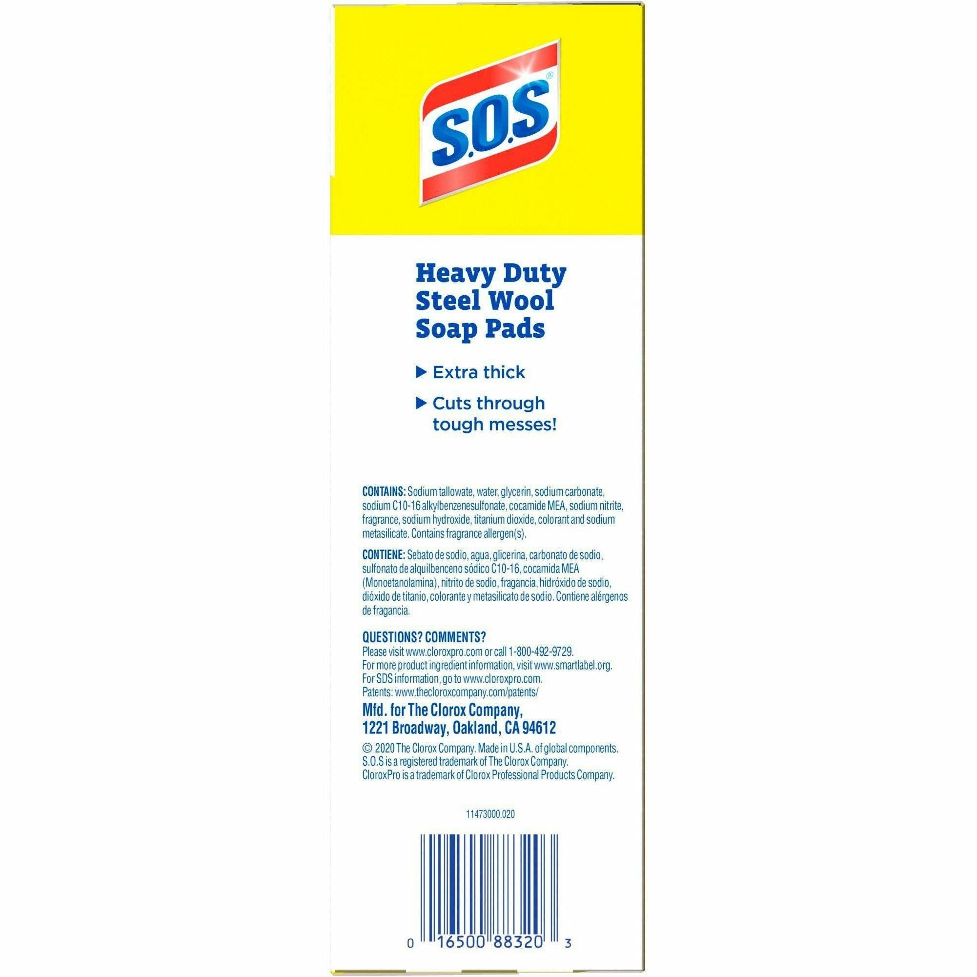 S.O.S Steal Wool Soap Pads - 4" Length x 5" Width - 15 / Box - 240 / Bundle - Heavy Duty - Gray, Blue - 4