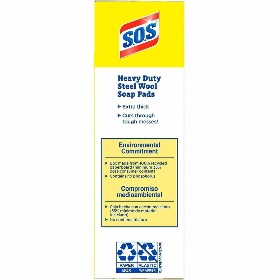 S.O.S Steal Wool Soap Pads - 4" Length x 5" Width - 15 / Box - 240 / Bundle - Heavy Duty - Gray, Blue