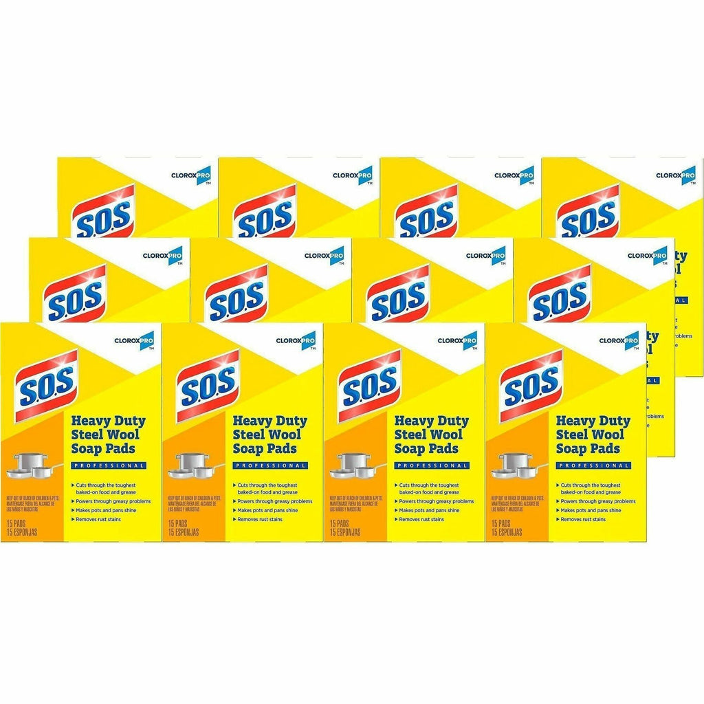 S.O.S Steal Wool Soap Pads - 4" Length x 5" Width - 15 / Box - 480 / Pallet - Heavy Duty - Gray, Blue