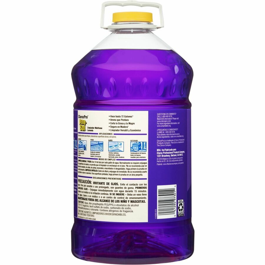 CloroxPro Pine-Sol All Purpose Cleaner - Concentrate - 144 fl oz (4.5 quart) - Lavender Clean Scent - 126 / Pallet - Water Soluble, Deodorize, Antibacterial - Purple