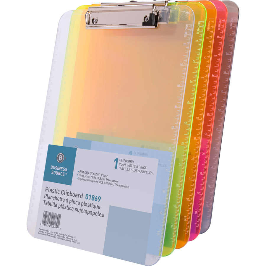 business-source-flat-clip-clipboard-9-x-12-plastic-neon-orange-1-each_bsn01866 - 3