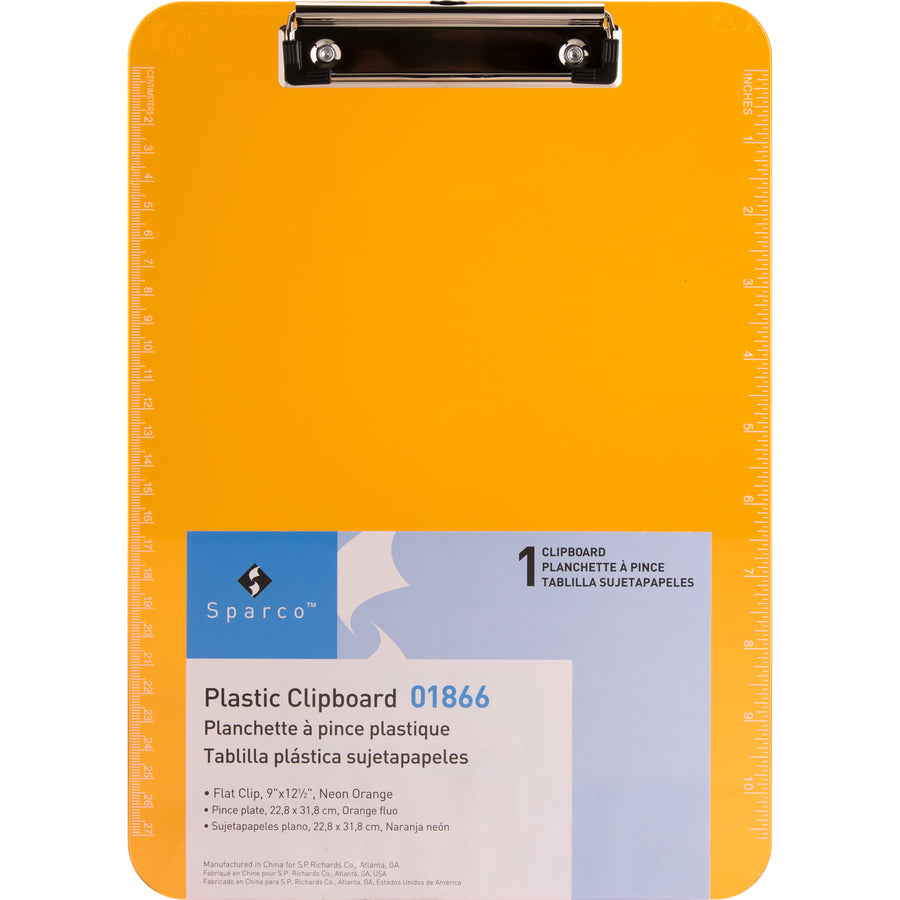 business-source-flat-clip-clipboard-9-x-12-plastic-neon-orange-1-each_bsn01866 - 5