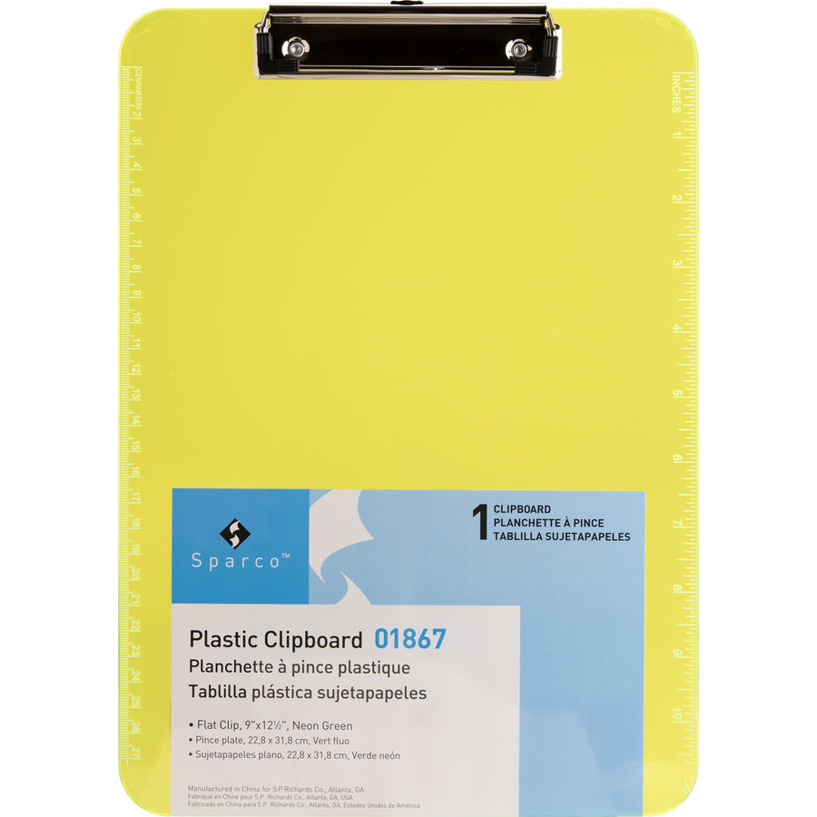 business-source-flat-clip-clipboard-9-x-12-plastic-neon-green-1-each_bsn01867 - 5