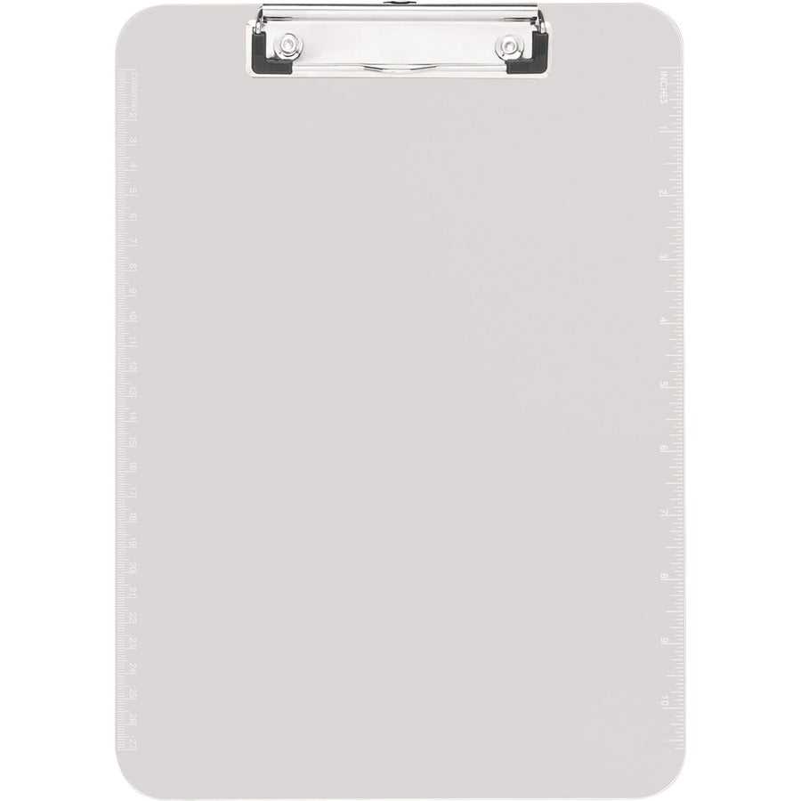 Business Source Flat Clip Clipboard - 9" x 12" - Plastic - Clear - 1 Each - 5