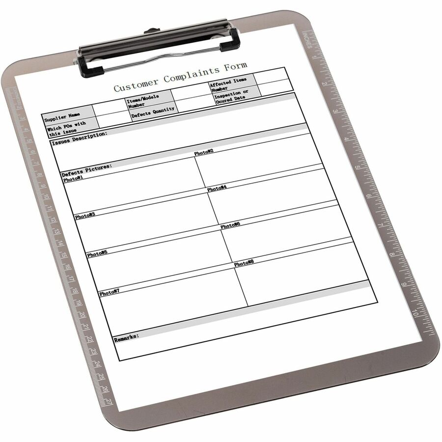 Business Source Transparent Plastic Clipboard - 9" x 12" - Plastic - Smoke - 1 Each - 3