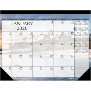 Recycled Earthscapes Desk Pad Calendar, Seascapes Photography, 22 x 17, Black Binding/Corners,12-Month (Jan to Dec): 2024