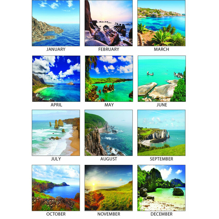 Recycled Earthscapes Desk Pad Calendar, Seascapes Photography, 22 x 17, Black Binding/Corners,12-Month (Jan to Dec): 2024
