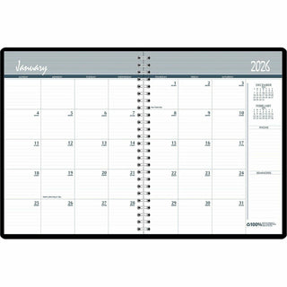 House of Doolittle 2680-02 Planner - Personal - Julian Dates - Monthly - 24 Month - January 2024 - December 2025 - 1 Month Double Page Layout - 6 55/64" x 8 3/4" Blue Sheet - Wire Bound - Leather - Black CoverTime Zone, Recyclable, Conversion Table,