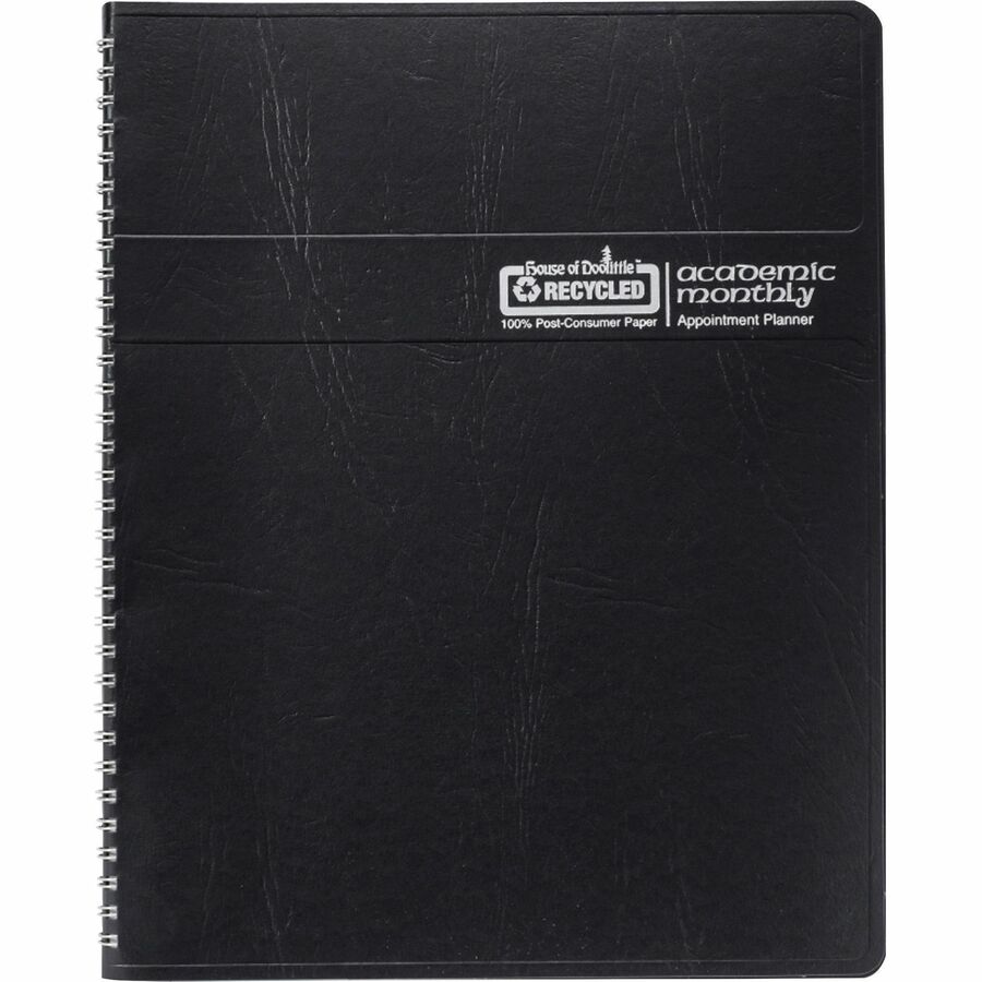 House of Doolittle 2680-02 Planner - Personal - Julian Dates - Monthly - 24 Month - January 2024 - December 2025 - 1 Month Double Page Layout - 6 55/64" x 8 3/4" Blue Sheet - Wire Bound - Leather - Black CoverTime Zone, Recyclable, Conversion Table,