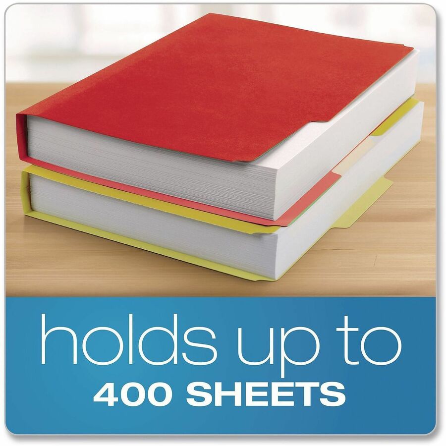 Double Stuff File Folders, 1/3-Cut Tabs: Assorted, Letter Size, 1.5" Expansion, Yellow, 50/Pack