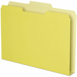 Double Stuff File Folders, 1/3-Cut Tabs: Assorted, Letter Size, 1.5" Expansion, Yellow, 50/Pack