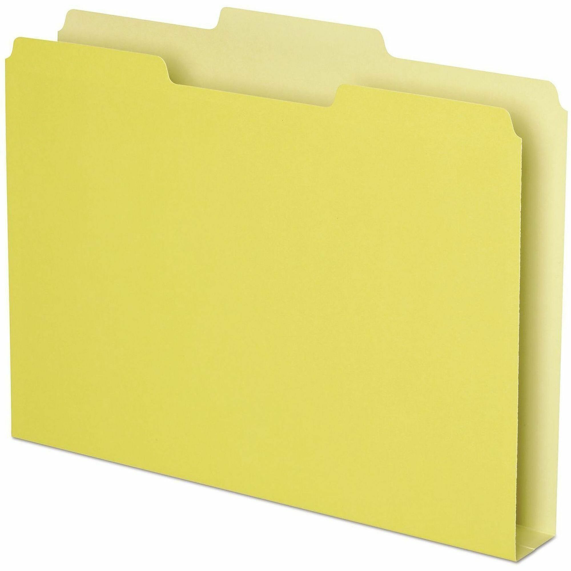 Double Stuff File Folders, 1/3-Cut Tabs: Assorted, Letter Size, 1.5" Expansion, Yellow, 50/Pack