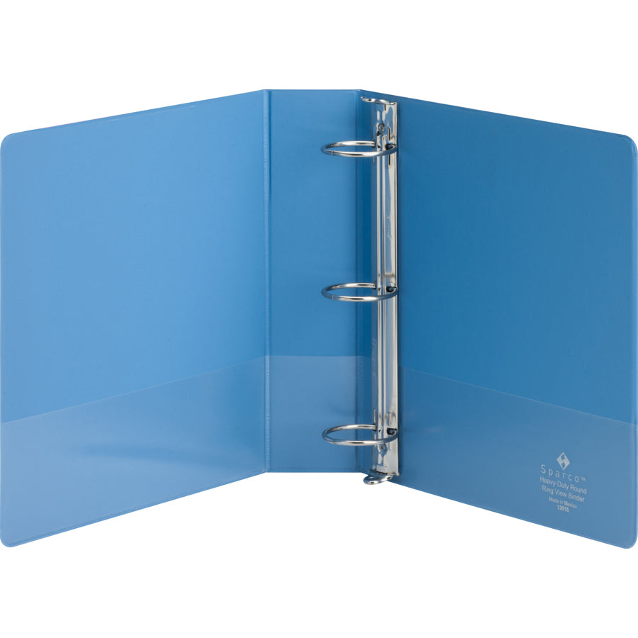 business-source-premium-round-ring-view-binder-2-binder-capacity-letter-8-1-2-x-11-sheet-size-475-sheet-capacity-round-ring-fasteners-2-internal-pockets-polypropylene-board-chipboard-light-blue-wrinkle-free-non-glare-tran_bsn01642 - 2