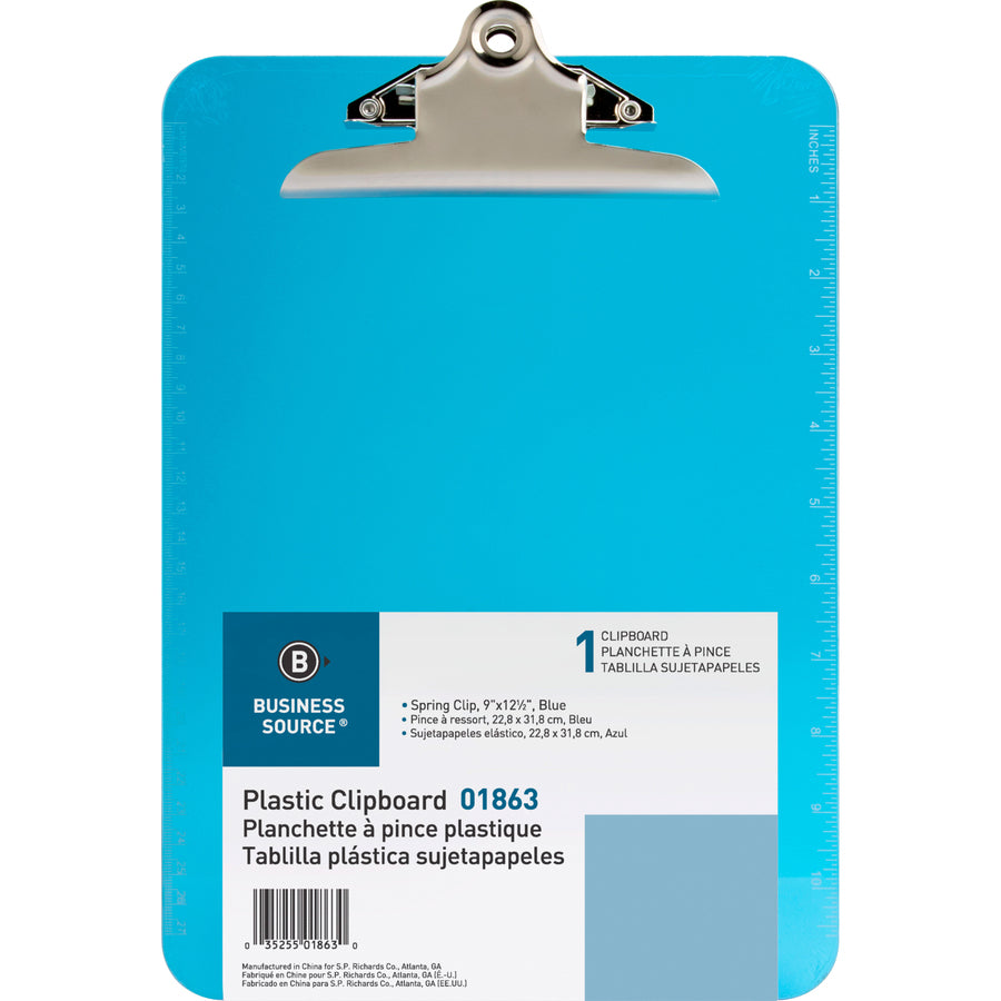 business-source-spring-clip-plastic-clipboard-8-1-2-x-11-spring-clip-plastic-blue-12-box_bsn01863bx - 2