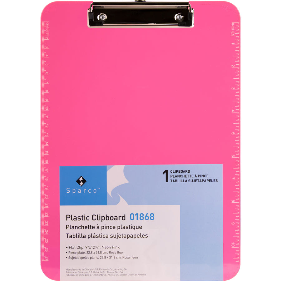 business-source-flat-clip-clipboard-9-x-12-plastic-neon-pink-6-bundle_bsn01868bd - 5