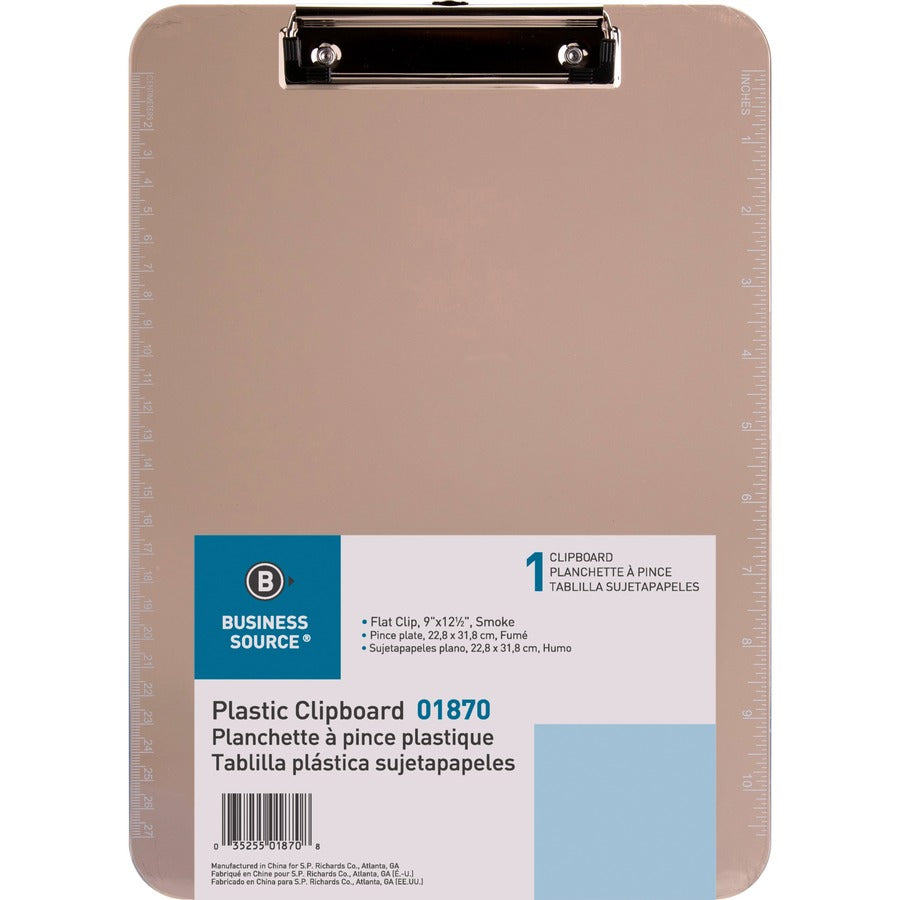 business-source-flat-clip-plastic-clipboard-9-x-12-plastic-smoke-6-bundle_bsn01870bd - 3