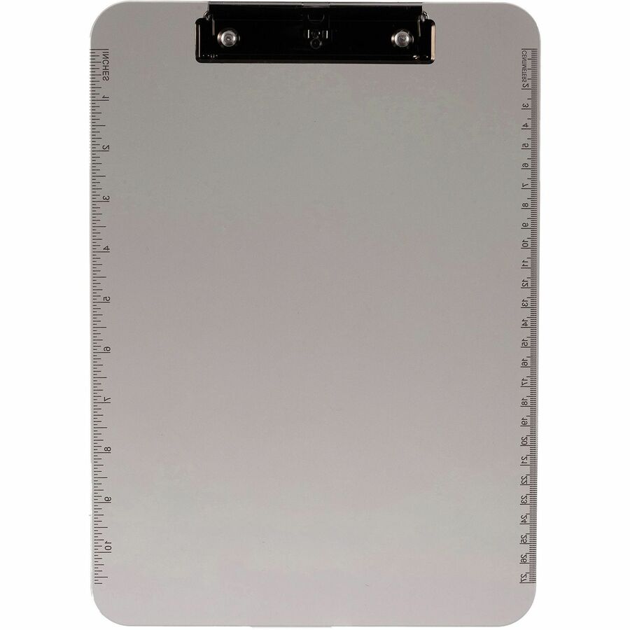 Business Source Flat Clip Plastic Clipboard - 9" x 12" - Plastic - Smoke - 6 / Bundle