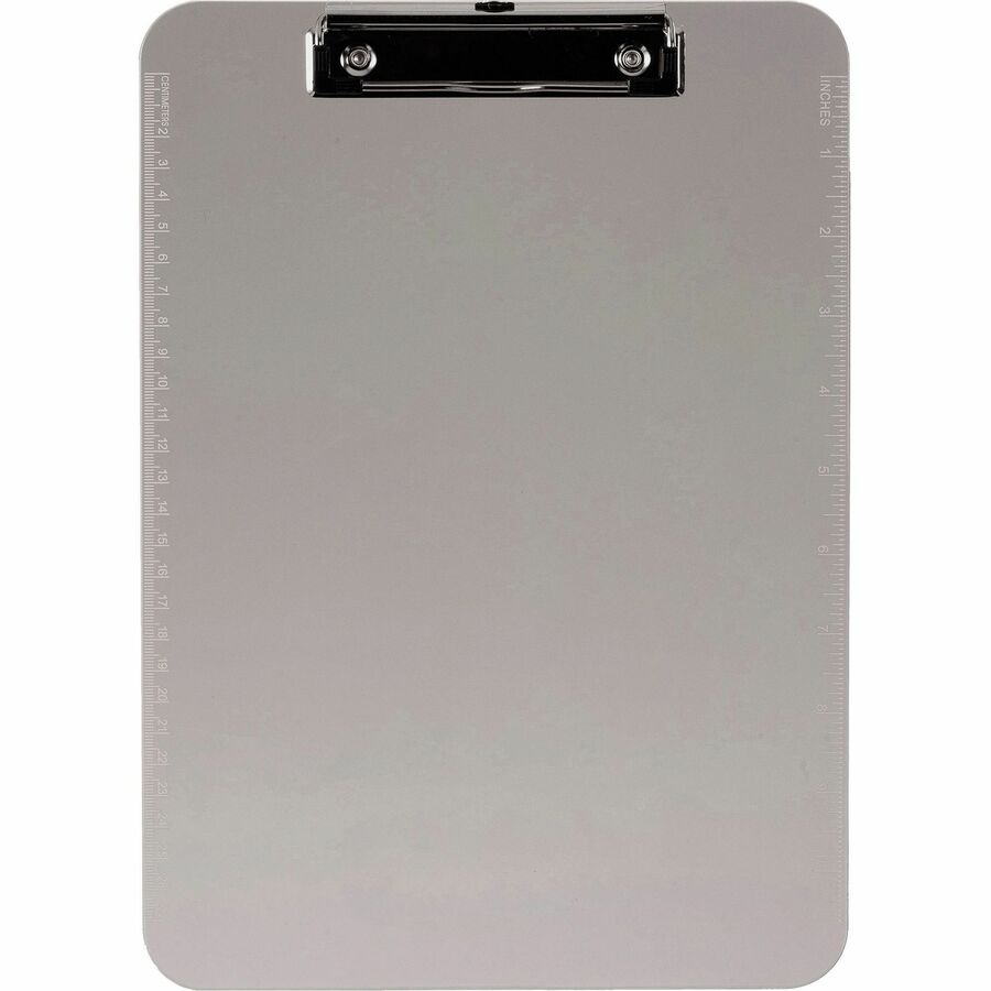 Business Source Flat Clip Plastic Clipboard - 9" x 12" - Plastic - Smoke - 6 / Bundle