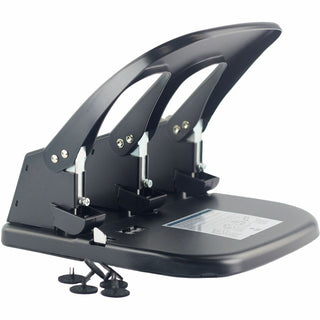 Business Source Adjustable Three-hole Punch - 3 Punch Head(s) - 100 Sheet - 10.2" x 10.4" x 6.2" - Black