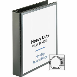 Business Source Premium Round Ring View Binder - 1 1/2" Binder Capacity - Letter - 8 1/2" x 11" Sheet Size - 350 Sheet Capacity - Round Ring Fastener(s) - 2 Internal Pocket(s) - Polypropylene, Chipboard - Black - Wrinkle-free, Non-glare, Transfer Saf