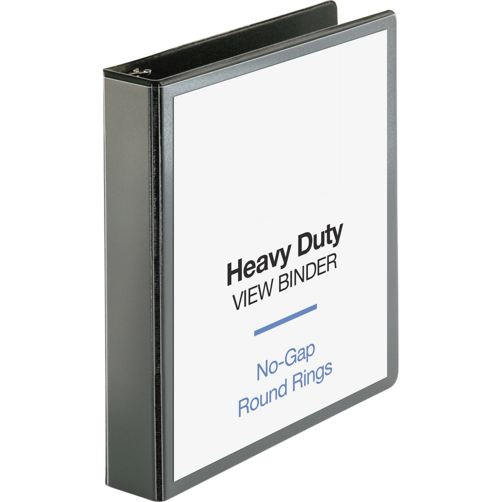 Business Source Premium Round Ring View Binder - 1 1/2" Binder Capacity - Letter - 8 1/2" x 11" Sheet Size - 350 Sheet Capacity - Round Ring Fastener(s) - 2 Internal Pocket(s) - Polypropylene, Chipboard - Black - Wrinkle-free, Non-glare, Transfer Saf