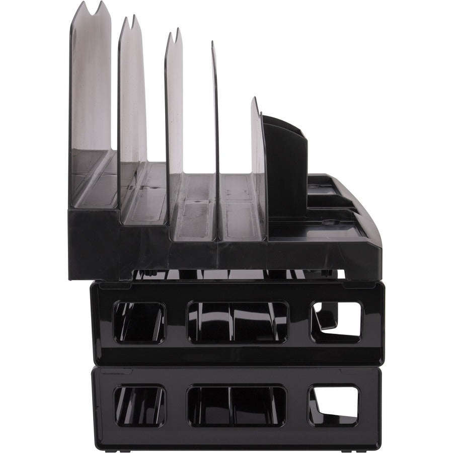 Business Source Smart Sorter Letter Tray/Organizer - 9 Compartment(s) - 14" Height x 13.1" Width x 9.9" DepthDesktop - Black - 1 Each