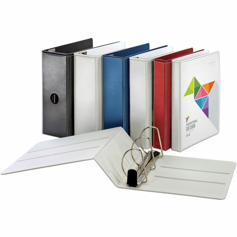 Business Source Locking D-Ring View Binder - 1" Binder Capacity - Letter - 8 1/2" x 11" Sheet Size - 200 Sheet Capacity - D-Ring Fastener(s) - 4 Inside Front & Back Pocket(s) - Polypropylene, Chipboard - White - Recycled - Non-glare, Acid-free, Expos